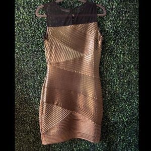 Calvin Klein Gold metallic dress.